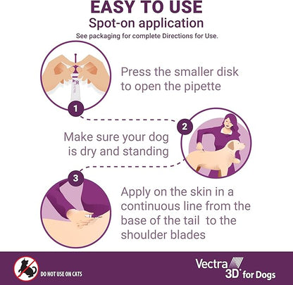 Vectra 3D for Dogs Flea, Tick & Mosquito Treatment & Prevention for Extra Small Dogs (5-10 lbs), 3 month supply