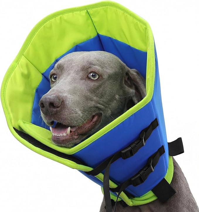 SUNFURA Soft Dog Cone, Adjustable Dog Cone Collar Alternative for Large Dogs, Comfy Pet Cones for Dogs to Stop Licking, Protective E-Collar After Surgery for Wound Healing, Blue XL