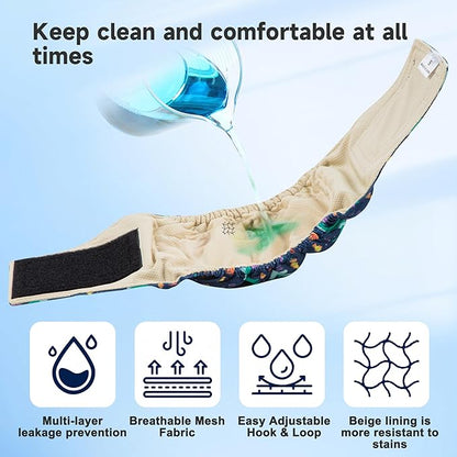 Male Dogs Diapers Belly Bands(4Pack), Washable Reusable Male Boy Doggy Wraps Panties for Doggie Puppy Pooping Potty Training Incontinence Marking Pañal para Perro Medium