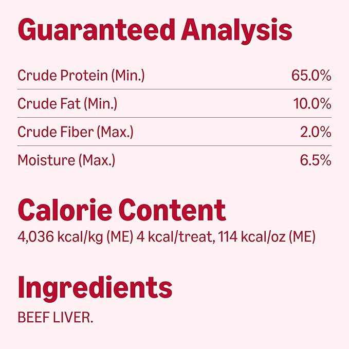 Amazon Basics Freeze-Dried Raw Single Ingredient Dog Treats (Previously Wag), Beef Liver, High Protein, Grain-Free, 3.3 Ounce (Pack of 1), Packaging may vary