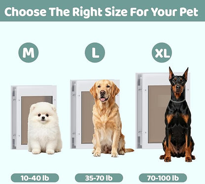 Durable Pet Door, Aluminum Door for Dog and Pets, X-Large Doggie Door with Automatic Closing Magnetic Flaps, Ideal for Interior and Exterior Doors, Screen and Wall, Weather Resistant