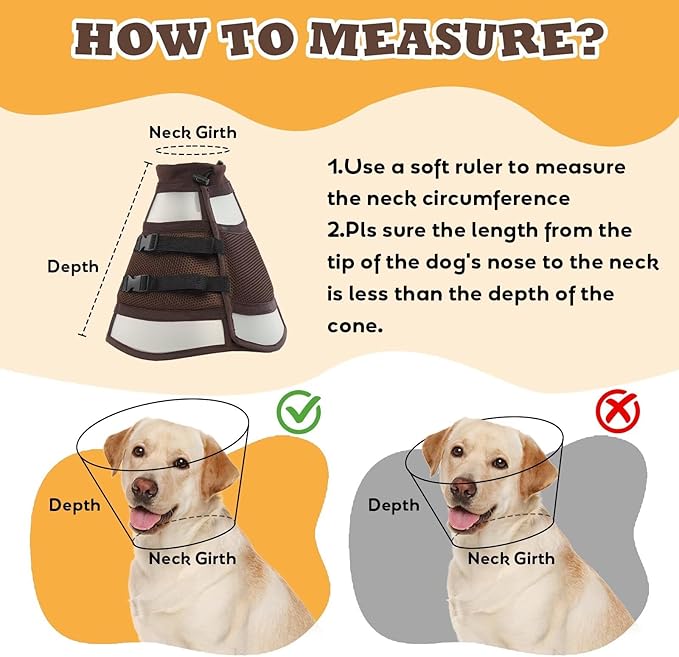 Soft Dog Cone for Dogs After Surgery,Foldable Dog's Cone Collar,Adjustable E Collar Alternative to Stop Licking,Pet Cones for Dog,Doggy Surgery Collar,Dogs Recovery Collars & Cones,Brown,M
