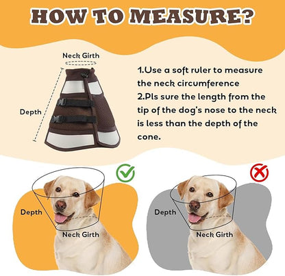 Dog Cone for Dogs After Surgery,Foldable Dog's Cone Collar,Adjustable E Collar Alternative to Stop Licking,Pet Cones for Dog & Cats,Doggy Surgery Collar,Dogs Recovery Collars & Cones,Brown,S