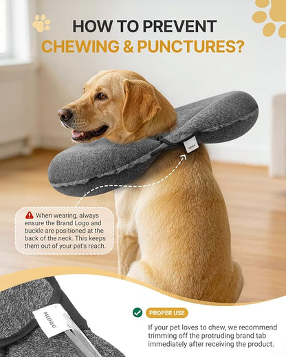 MIDOG Dog Cone Collar for Large Medium Dogs, Soft Inflatable Dog Cone Alternative After Surgery, Adjustable Protective Recovery Cone - Patented Alternative E Collar Does Not Block Vision (Gray-XS)