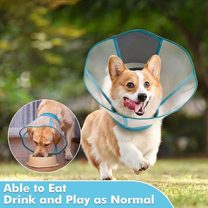 Allroaring Dog Collar After Surgery, Soft Cones for Large Dogs, Adjustable Dog Cone Collar Protective Pet Recovery Collars Cones to Stop Licking for Wound Healing Care Spay Neuter, Bluegreen L