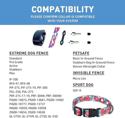 Rhea Rose 3/4 Inch Replacement Collar Strap Shock Collar with 2 Holes, Compatible with Nearly All Brands and Models of Underground Electric Dog Fences and Training Collars, Rose