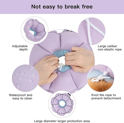 H HIDREAM Soft Dog Cones for Medium Dogs,Cute Adjustable Cone for Dogs to Stop Licking,Dog Recovery Collars & Cones that can Protect Head and Foot Wounds，Purple Flower All-Season Style