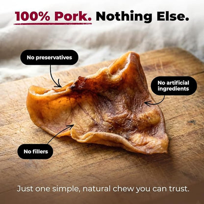 Best Pet Supplies GigaBite Whole Pig Ears for Dogs - All-Natural Slow-Roasted Chews that Clean Teeth and Satisfy Aggressive Chewers - 22 Pack for Large Dogs