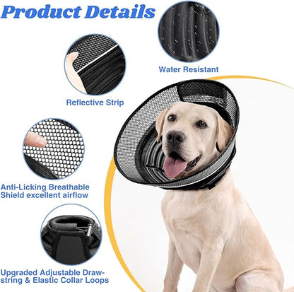 Inflatable Dog Cone for Dogs After Surgery,Soft Adjustable Elizabethan Collar for Small Dogs,2-in-1 Dog Cone with Detachable Shield,Anti-Anxiety Comfortable Pet E-Collar Prevents Licking Wounds(S)