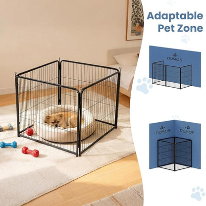 DUMOS Dog Playpen Indoor, Metal 24 Inch 4 Panels Foldable Pet Fence with Door, Outdoor Small Medium Large Dog Puppy Portable Exercise Play Pen for RV Camping, Trips, Play Yard