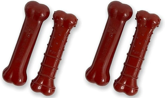 Nylabone Power Chew Basted Blast Dual Flavored Dog Chew Toys for Aggressive Chewers - Durable Dog Bones with 2 Layers of Flavor - Bacon and Steak Flavor, Small/Regular (2 Count) (Pack of 2)
