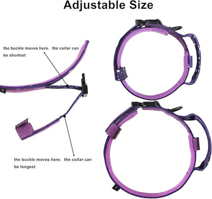 DAGANXI Tactical Dog Collar, Adjustable Military Training Nylon Dog Collar with Control Handle and Heavy Metal Buckle for Medium and Large Dogs, with Patches and Airtags Case (S, Purple Sky)