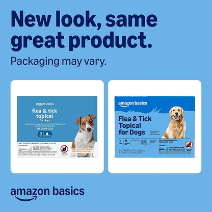 Amazon Basics Preventative Flea and Tick Topical Treatment for Dogs, Medium Dog (23-44 lbs), Fast Acting and Long Lasting, 3 Counts, Packaging May Vary