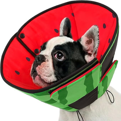 Queenmore Dog Cones for Small Dogs, Dog Cone Collar to Prevent Licking Wounds, Adjustable Comfy Cone for Dogs, Adjustable Elizabethan Collar for Pets, Watermelon S