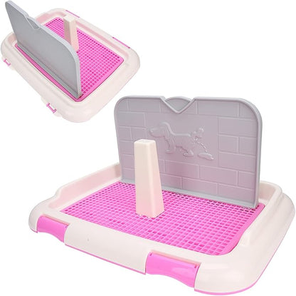 HUIOP Dog Toilet, Prevent Torn Nappy Pads, Ideal for Small Dogs, Simulated Wall Design, Suitable for Male, Keep Feet Dry, 1L Urine Absorption Busy Owners Pet Toilet (Pink)