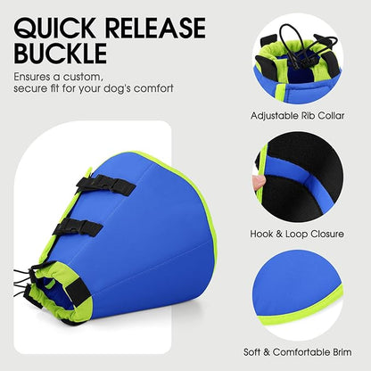 SUNFURA Dog Cone, Soft Cone for Dogs to Stop Licking, Dog E-Collar Alternative After Surgery for Medium Large Dogs, Pet Cones Collar for Wound Healing with Adjustable Buckle, Blue L