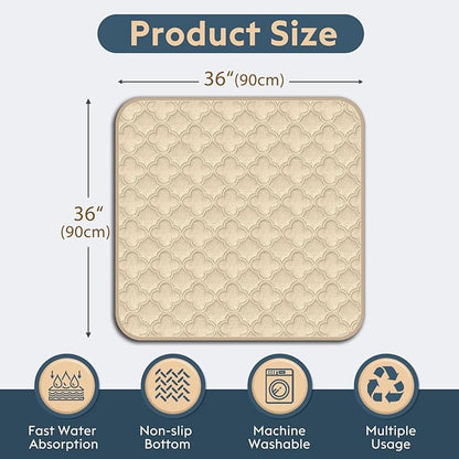 FunFurry Washable Pee Pads for Dogs - 2 Pack Reusable Waterproof Puppy Training Pads, Super Absorbent with Dog Paw Shape Non-Slip Backing (Cream, 36" X 36" - 2 Pack)