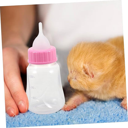 KESYOO 2PCS Leak Proof Kitten Milk Bottle Sturdy Plastic PET Feeder Nipple for Nursing Small Cats and Puppies for Newborn Animal Feeding