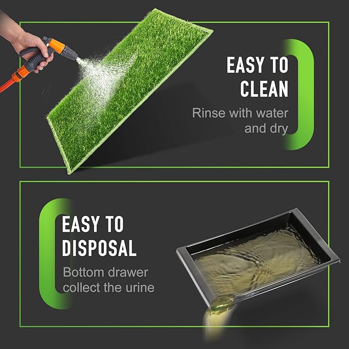 Hompet Dog Toilet Indoor Puppy Training Pad, 25''x20'', Dog Potty Pet Training Grass Mat, Removable Waste Tray for Easier Clean Up, Artificial Turf