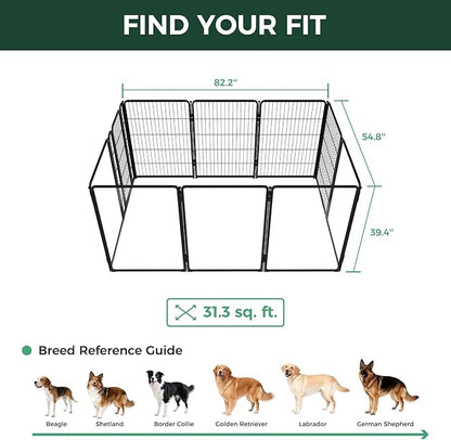 FXW AuraSpace Pro Acrylic & Wire Mesh Indoor Dog Playpen, 40" Height 10 Panels Metal Dog Pen for Medium and Large Dogs, Black│Patented
