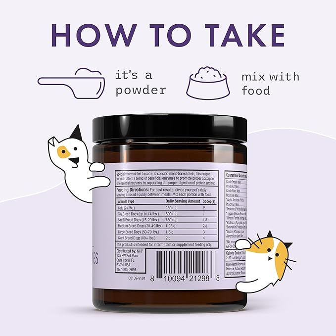 Dr. Mercola Bark & Whiskers Digestive Enzymes – Veterinarian Formulated – for Dogs & Cats – Non-GMO – 150 Scoops – Meat-Based Diet