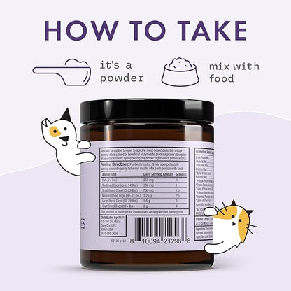 Dr. Mercola Bark & Whiskers Digestive Enzymes – Veterinarian Formulated – for Dogs & Cats – Non-GMO – 150 Scoops – Meat-Based Diet