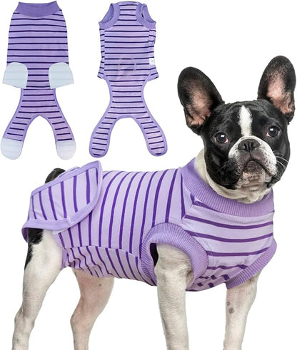 Dog Recovery Suit, Surgical Recovery Suit for Male Female Dogs Cats Spayed Onesie After Surgery, Dog Post Surgery Suit Anti Licking & Biting Surgical Shirt with Pee Hole，Purple Small
