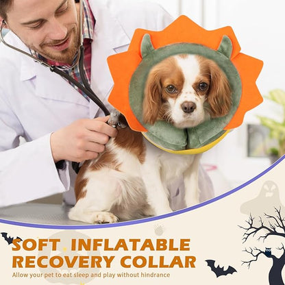 IEUUMLER Inflatable Recovery Dog Collar, Protective Donut Cone, Adjustable Soft Collar for Dog and Cat After Surgery Prevent from Biting & Scratching EU002 - Green Demon XL