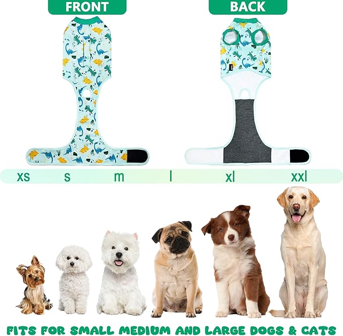 Dog Surgery Recovery Suit, Abdominal Surgical Suit for Male Female Dog Post Spay Neuter, Breathable Pet Onesie E-Collar & Cone Alternative, Surgery Shirt to Prevent Licking, Green, Small