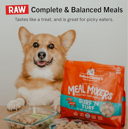 Stella & Chewy's Freeze-Dried Raw Surf & Turf Meal Mixers - Dog Food Topper and Mixer - Made with 95% Grass-Fed Beef & Wild-Caught Salmon - Perfect for Picky Eaters - Grain-Free - 18 oz