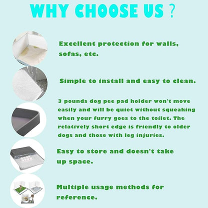 Dog Litter Box with High Walls,Indoor Dog Potty for Small and Medium Dogs,No Spill Pee Pad Holder Tray for Dogs Work with Most Training Pads and Easy to Clean.