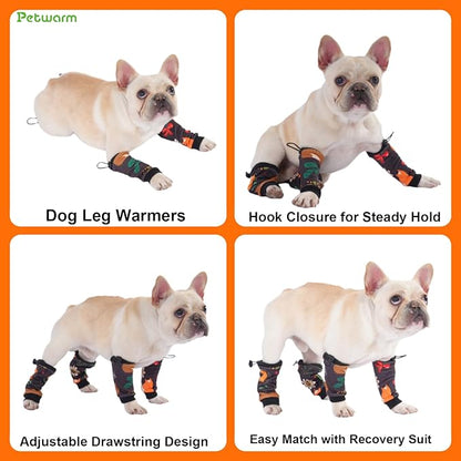 PetWarm Dog Recovery Sleeve 4pcs Set, Dog Leg Sleeve, Ideal for Comfort and Support During Pet Recovery, Suitable for Active or Support Recoverying Pet Use, Black Brown, L