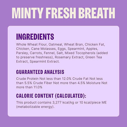 Wellness Old Mother Hubbard Minty Fresh Breath Dog Biscuits, Natural Training Treats, Spearmint and Chicken Flavor, Mini Size, 20 oz Bag