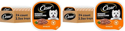 Cesar Filets in Gravy, Adult Wet Dog Food, Rotisserie Chicken Flavor, Wet Food for Dogs, 3.5 oz Trays, 24 Count (Pack of 2)