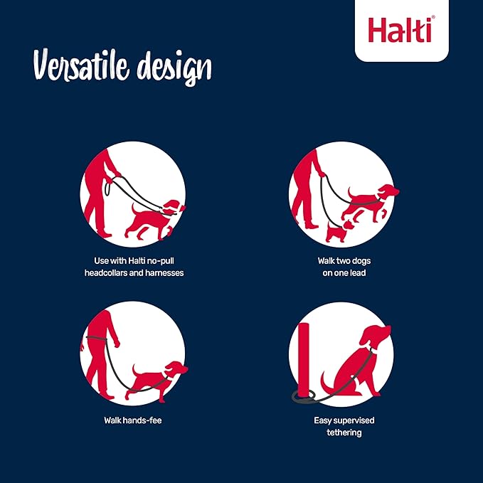Halti Training Leash - Multifunctional Double-Ended Dog Leash, Ideal for Anti-Pulling Dog Training. Lightweight & Durable. Suitable for Small to Medium Dogs & Puppies (Size Small, Burnt Orange, 2m)
