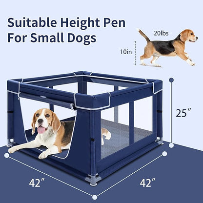 Puppy Playpen Indoor for Dog Small Pets, Dog Playpen 42x42 x25 inch, Dog Play Pen Indoors with Gate, Oxford Fabric Pet Exercise pens for Puppy, Anti-Tipping Dog Enclosure with Zipper Door