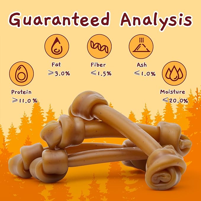 Jungle Calling Rawhide Free Dog Treats, Peanut Butter Bones, 6.5'' Pet Chews for Medium and Large Dogs,Digestible Chewing Snacks,4 Count (Pack of 1)
