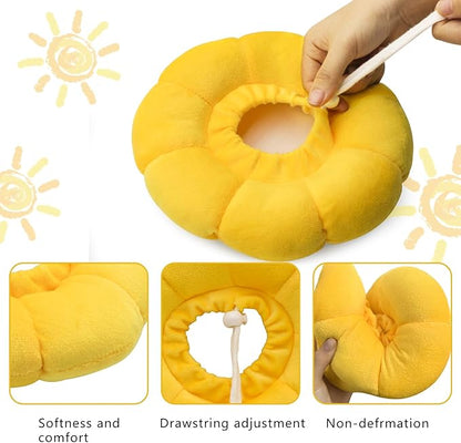 Sunflower Cat Recovery Cone, Adjustable Pet Elizabethan Collar for Cats &Puppy, Soft Cone for Cats After Surgery to Stop Licking, Cat Neck Pillow for Sleeping, Easy to Clean (Yellow, S)