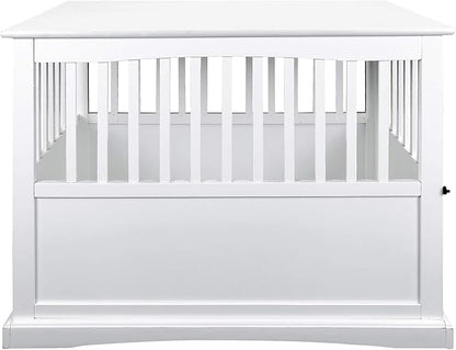 Casual Home Wooden Large Pet Crate, End Table, White 36.50" x 24.00" x 29.25"