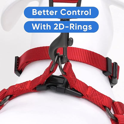 Pawtitas Solid Step-in Dog Harness – Adjustable No-Pull Vest for Puppies to Seniors, Safe & Comfortable M Red