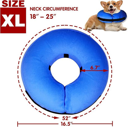 Inflatable Dog Cone Collar-Soft Protective Cone for Dogs After Surgery,Dog Donut Collar for Large Medium Small Dogs and Cats (Blue,X-Large)