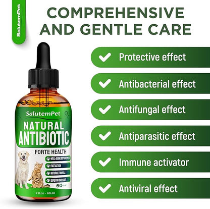 Natural Antibiotics for Dogs to Help with Allergies and UTIs | Kennel Cough Medicine for Dogs | Cat Antibiotics for Infection | Herbal Supplement is Excellent for All Breeds and Ages | 2 oz