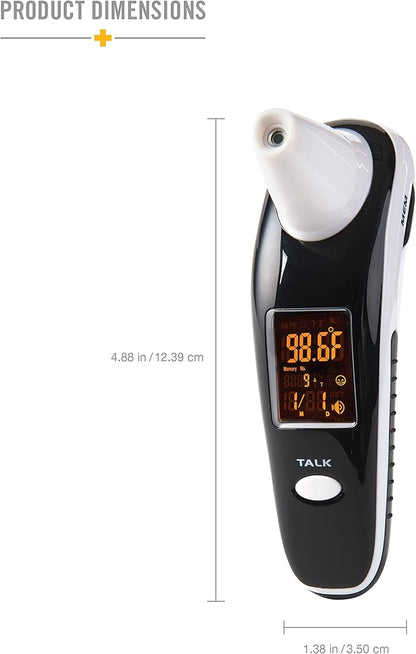 HealthSmart DigiScan Digital Accurate Infrared Thermometer, Instant Read Talking Forehead Thermometer, Ear Thermometer, For Babies, Children, and Adults, Black