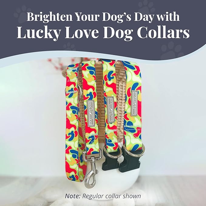 Lucky Love Dog Martingale Dog Collar - Adjustable, No-Slip, Durable, & Soft Webbing Collar for Male and Female Dogs Ideal for Training & Walking - Oscar, Small