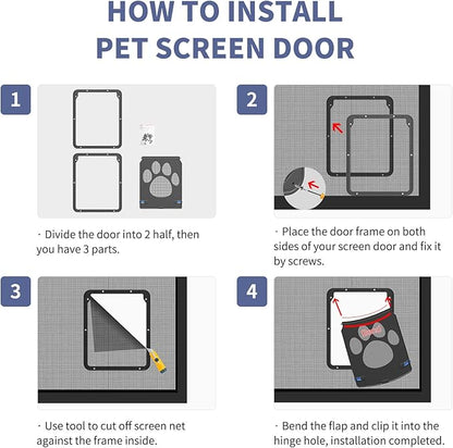 Petleso Dog Screen Door, Pet Screen Door Lockable Doggie Door for Screen Easy Install Pet Door for Doggy and Cat, Inner Size 8.25"×10.5" etleso