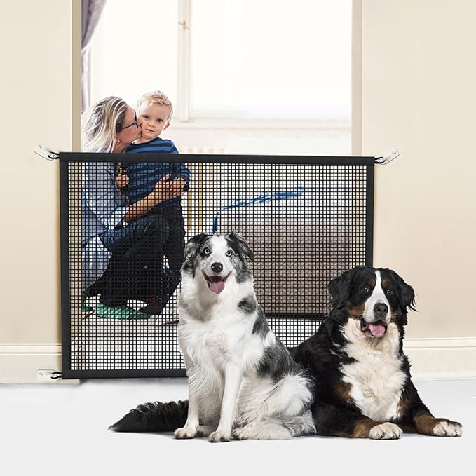2-Pack Dog Gate for Stairs Pet Gates for The House: Dog Gate Indoor Dogs Screen Mesh Gate for Doorways Stairways 29 inches Tall, 30 inch Wide Fits 24–27'' Openi