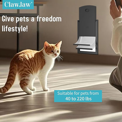 ClawJaw Aluminum Extra Large Dog Door for Wall, Double Flap XL Dog Door, Adjustable Tunnel, Strong and Durable, Easy to Install, Black(Pets Up to 220 Lb)-XLarge