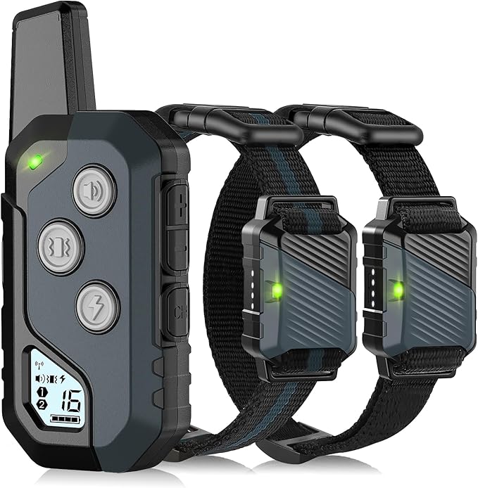Shock Collar for Dogs, Dog Training Collar with Remote Control for 2 Dogs, 3 Training Modes with Beep, Vibration and Satic, Waterproof, Rechargeable for Large Medium Small