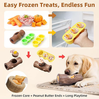 Green Dog Toys for Aggressive Chewers, Interactive Indestructible Dog Toys with Frozen Treat Function, Durable Dog Puzzle Toy for Large & Medium Dogs, Reduces Anxiety