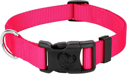 Country Brook Petz - Everyday Nylon Dog Collar for Large, Medium, and Small Dogs and Puppies - for Everyday Use in 10+ Warm Colors (Medium, 3/4 Inch Wide, Hot Pink)